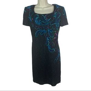 Holiday Party Dress Allyson Whitmore Women’s 1980’s Silk Sequined & Beaded VTG